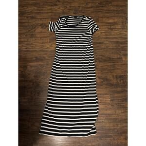 Black And White Striped Tahari Maxi Dress Size Medium